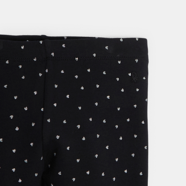 بنطال لغينغ دافئ بطبعة باللون الأسود للفتيات